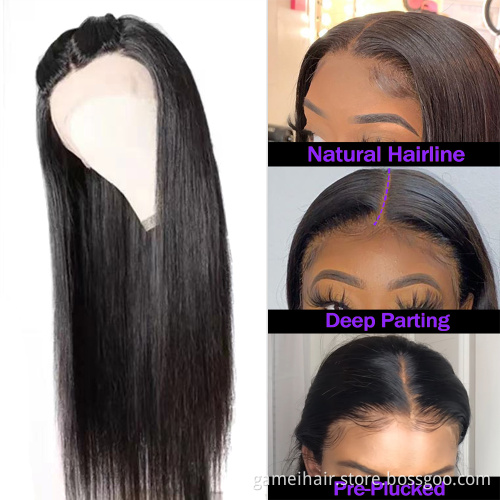 Full Hd 360 Lace Wig 12a Cheap Glueless Straight Brazilian Virgin Human Hair Transparent Lace Front Wig For Black Women